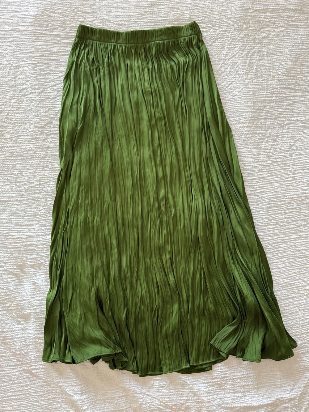 Olive Green Crinkled Midi/Maxi Skirt